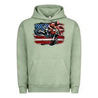 Pigment Oil Green dirt bike american flag Urban Hoodie - MaliasSmallBusiness