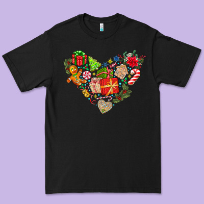 Merry Christmas Heart Premium Tee Designed By Cowhidedigitalart