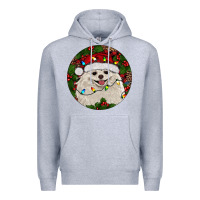 Heather Grey Christmas pomeranian Premium Hoodie - RanaPortraitStore