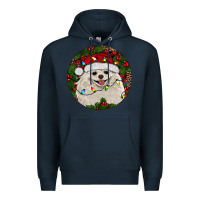 Navy Christmas pomeranian Premium Hoodie - RanaPortraitStore