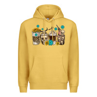 Antique Gold coffee cups bull skull with gemstones Premium Hoodie - texasbilliewilder