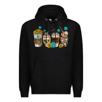 Black coffee cups bull skull with gemstones Premium Hoodie - texasbilliewilder