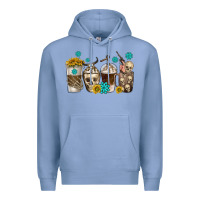 Colony Blue coffee cups bull skull with gemstones Premium Hoodie - texasbilliewilder