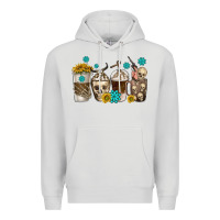 Dove Grey coffee cups bull skull with gemstones Premium Hoodie - texasbilliewilder