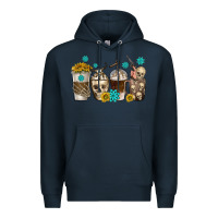 Navy coffee cups bull skull with gemstones Premium Hoodie - texasbilliewilder