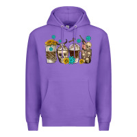 Purple coffee cups bull skull with gemstones Premium Hoodie - texasbilliewilder