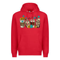 Red coffee cups bull skull with gemstones Premium Hoodie - texasbilliewilder