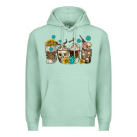 Seafoam coffee cups bull skull with gemstones Premium Hoodie - texasbilliewilder