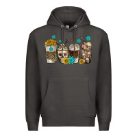 Smoke coffee cups bull skull with gemstones Premium Hoodie - texasbilliewilder