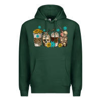 Sports Green coffee cups bull skull with gemstones Premium Hoodie - texasbilliewilder