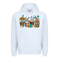 White coffee cups bull skull with gemstones Premium Hoodie - texasbilliewilder