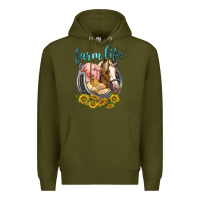 Army Green chicken pig horse farm life Premium Hoodie - texasbilliewilder