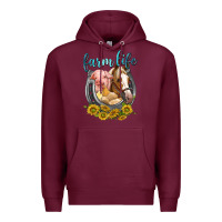 Burgundy chicken pig horse farm life Premium Hoodie - texasbilliewilder