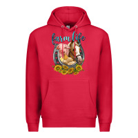 Cardinal chicken pig horse farm life Premium Hoodie - texasbilliewilder