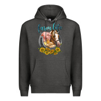 Charcoal Heather chicken pig horse farm life Premium Hoodie - texasbilliewilder