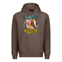 Coffee chicken pig horse farm life Premium Hoodie - texasbilliewilder