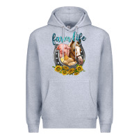 Heather Grey chicken pig horse farm life Premium Hoodie - texasbilliewilder