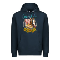 Navy chicken pig horse farm life Premium Hoodie - texasbilliewilder