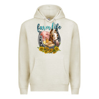 Oatmeal Heather chicken pig horse farm life Premium Hoodie - texasbilliewilder