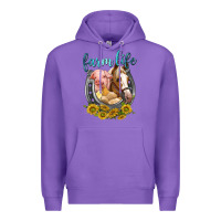 Purple chicken pig horse farm life Premium Hoodie - texasbilliewilder