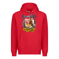 Red chicken pig horse farm life Premium Hoodie - texasbilliewilder