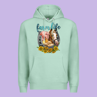 Premium Hoodie chicken pig horse farm life