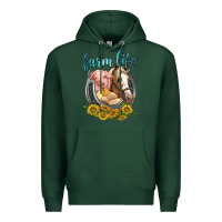 Sports Green chicken pig horse farm life Premium Hoodie - texasbilliewilder