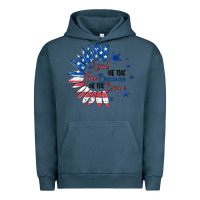 Pigment Midnight Navy land of the free because of the brave Urban Hoodie - MaliasSmallBusiness