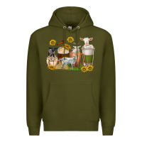 Army Green coffee cups goats Premium Hoodie - texasbilliewilder