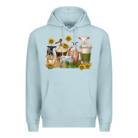 Blue Mist coffee cups goats Premium Hoodie - texasbilliewilder