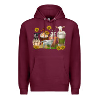 Burgundy coffee cups goats Premium Hoodie - texasbilliewilder