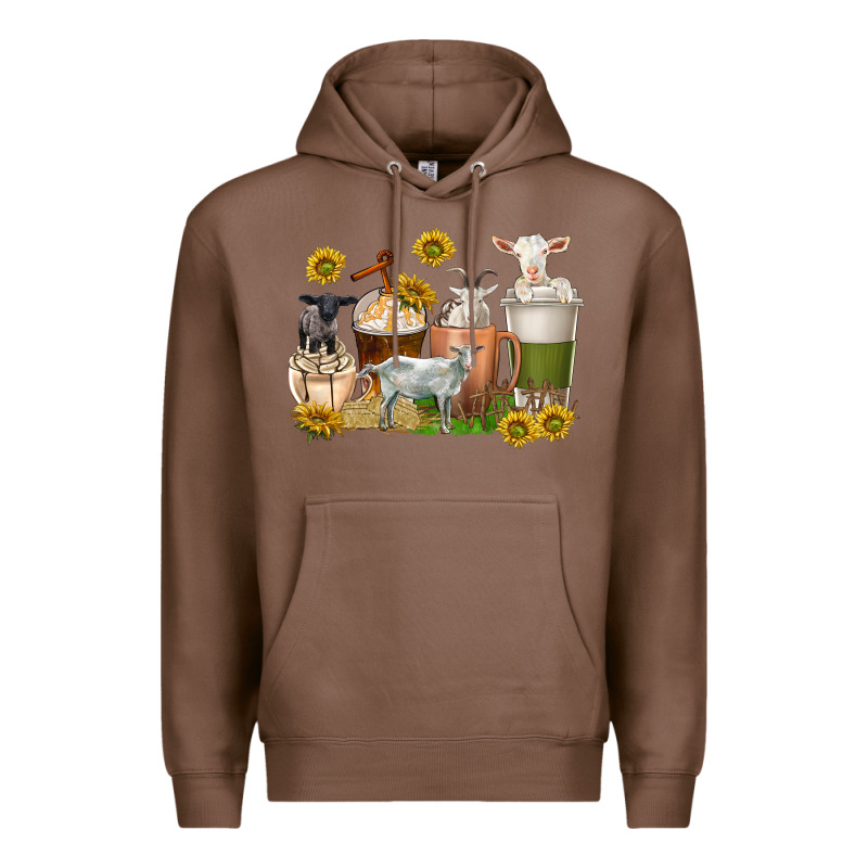 Coffee Cups Goats Premium Hoodie by texasbilliewilder | Teevron