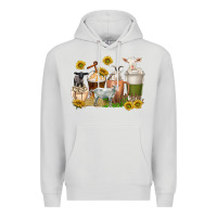 Dove Grey coffee cups goats Premium Hoodie - texasbilliewilder