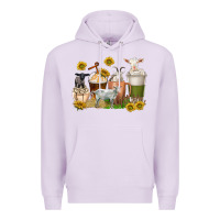 Lilac coffee cups goats Premium Hoodie - texasbilliewilder