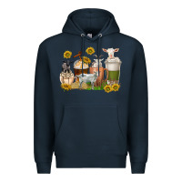 Navy coffee cups goats Premium Hoodie - texasbilliewilder