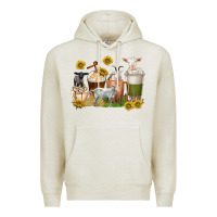 Oatmeal Heather coffee cups goats Premium Hoodie - texasbilliewilder