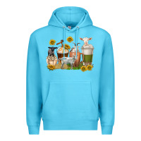Ocean Blue coffee cups goats Premium Hoodie - texasbilliewilder
