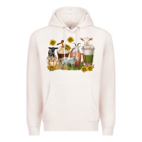 Pale Pink coffee cups goats Premium Hoodie - texasbilliewilder