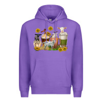 Purple coffee cups goats Premium Hoodie - texasbilliewilder