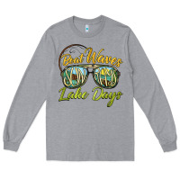 Heather Grey boat waves sun rays lake days Long Sleeve Tee - BarkalooDesign