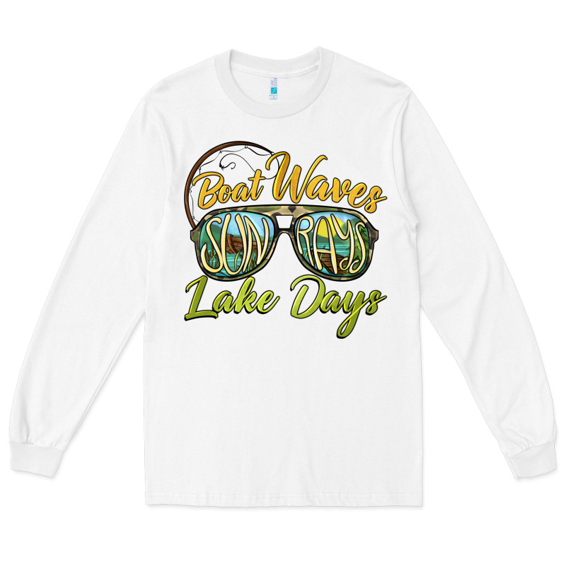 Boat Waves Sun Rays Lake Days Long Sleeve Tee by BarkalooDesign | Teevron