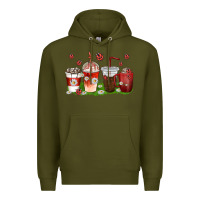 Army Green coffee cups lady bug with daisies Premium Hoodie - texasbilliewilder