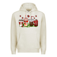Oatmeal Heather coffee cups lady bug with daisies Premium Hoodie - texasbilliewilder