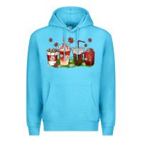Ocean Blue coffee cups lady bug with daisies Premium Hoodie - texasbilliewilder