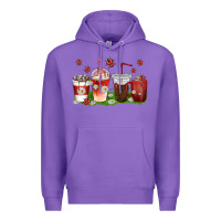 Purple coffee cups lady bug with daisies Premium Hoodie - texasbilliewilder