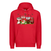 Red coffee cups lady bug with daisies Premium Hoodie - texasbilliewilder