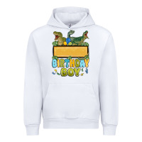 White customized dinosaur birthday boy Urban Hoodie - MaliasSmallBusiness
