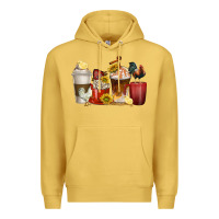 Antique Gold coffee cups rooster Premium Hoodie - texasbilliewilder