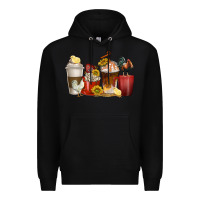 Black coffee cups rooster Premium Hoodie - texasbilliewilder