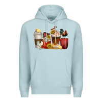 Blue Mist coffee cups rooster Premium Hoodie - texasbilliewilder